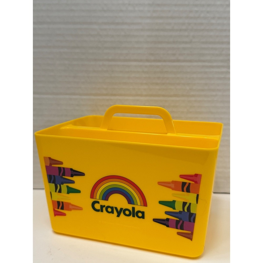 Crayola Yellow Plastic Art Supply Caddy Organizer Two Compartment Handle New